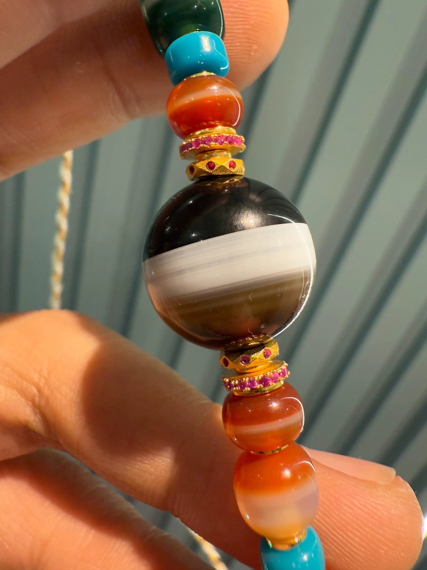 Rare 18mm Wide-Line Medicine Master Agate Necklace • 3-Civilization Fusion Aoao Toys
