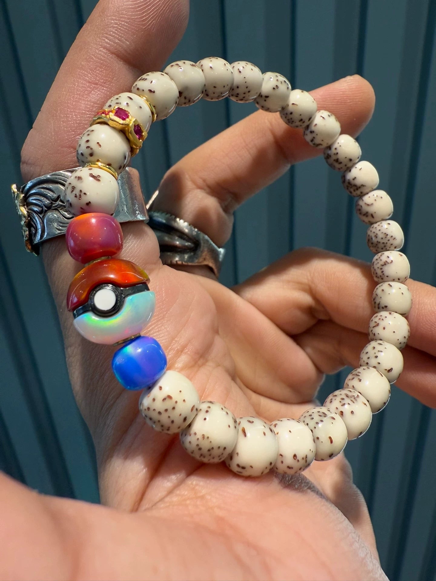 Star-Moon Bodhi Handstring • 0.31" Old-Style River Puffer Jade-Like Beads Aoao Toys