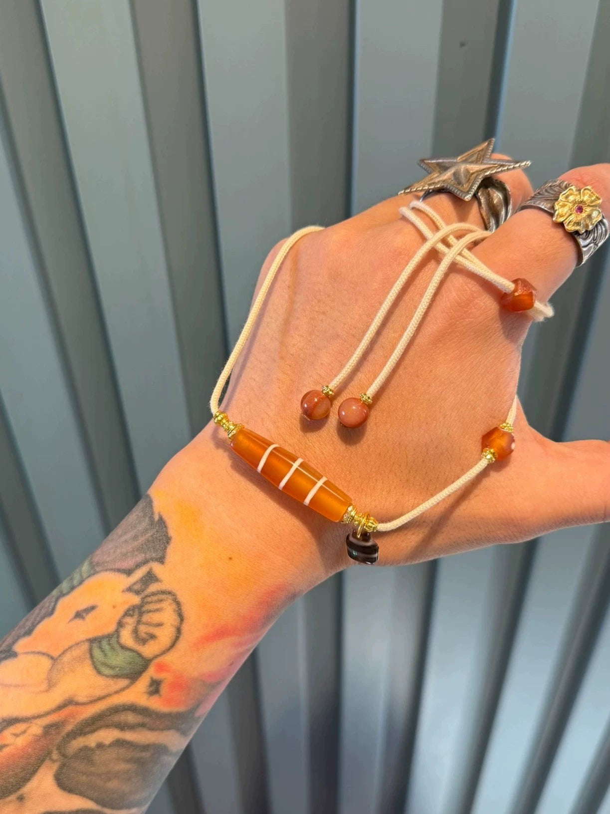 West Asian Salmon-Pink Carnelian Etched Bead Necklace Aoao Toys