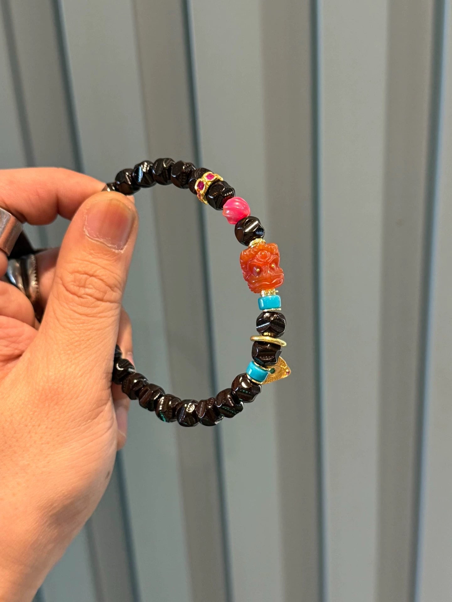 Green agate :Black and Gold Coconut Palm Kernel Beads Wuxiang Style Wenwan Set for Fingering and Display Aoao Toys