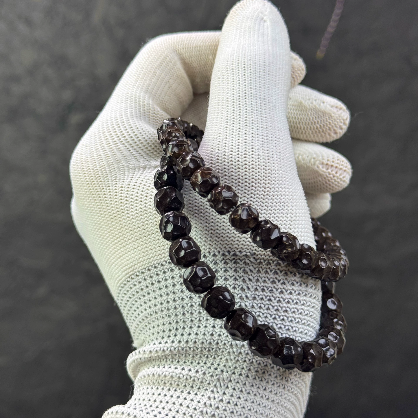 Handcrafted Natural Coconut Palm Wuxiang Bracelet with 9*8mm Random Carved Beads & Gold-plated Accents Aoao Toys