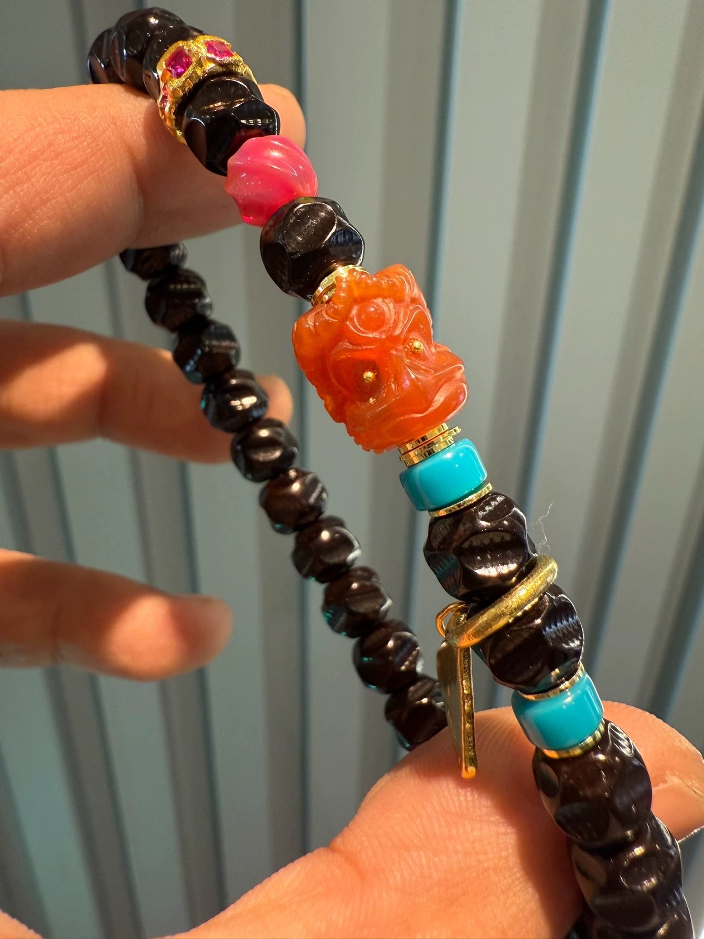 Green agate :Black and Gold Coconut Palm Kernel Beads Wuxiang Style Wenwan Set for Fingering and Display Aoao Toys