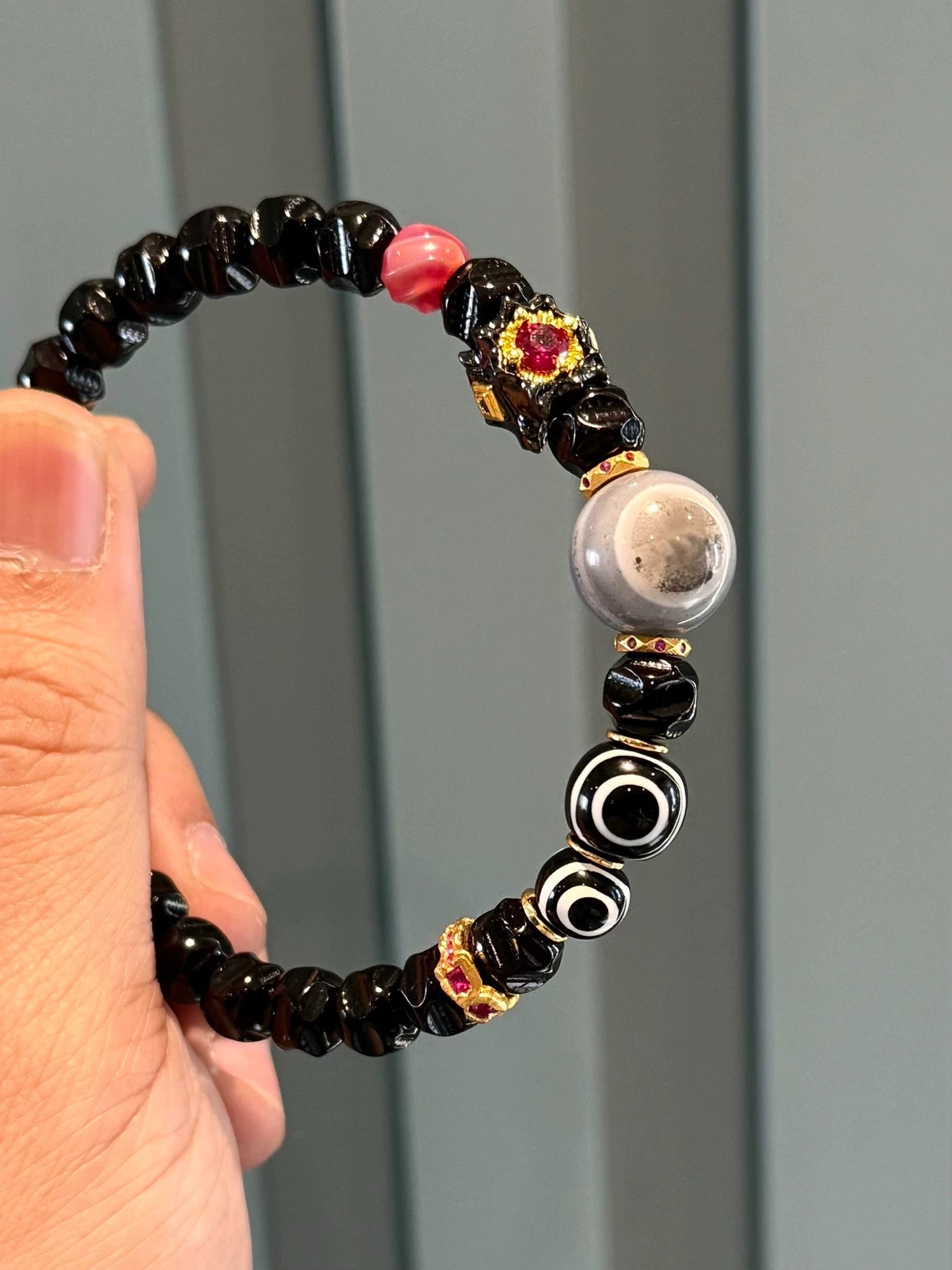 Ultra-Rare Blue-Immersed Lava Agate Handstring • Tibetan Wu Xiang Fusion Aoao Toys