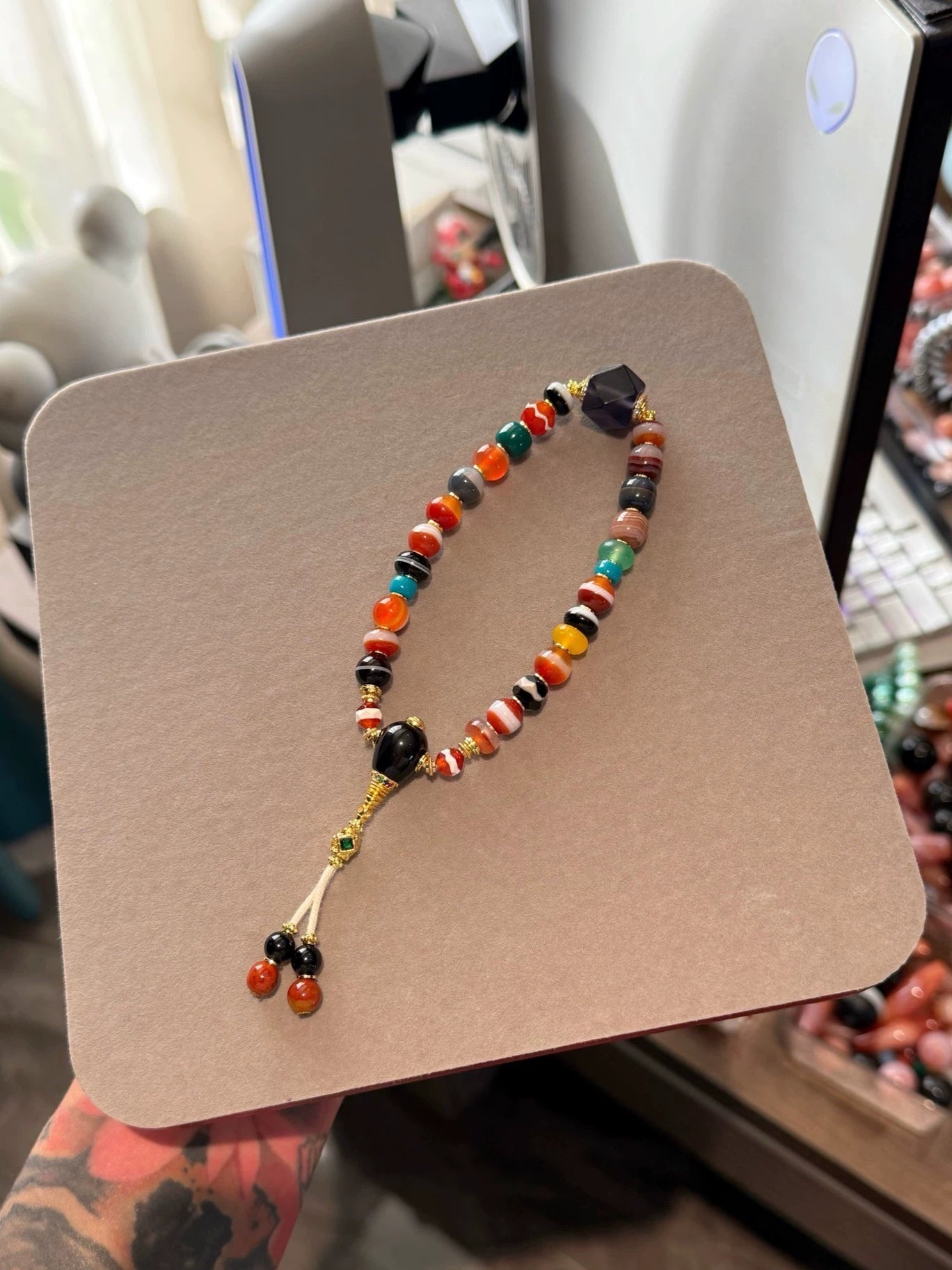 Multi-Treasure Agate Handstring • Tibetan Style Rainbow Design Aoao Toys