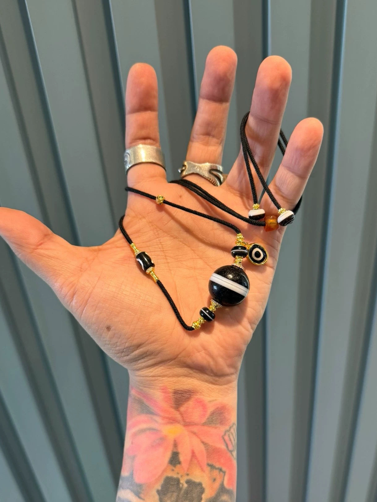 Tibetan Medicine Master Dzi Collarbone Necklace • Black-White Sardonyx & Ancient Pyu Bead Fusion Aoao Toys