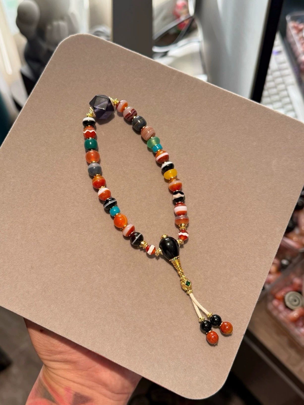 Multi-Treasure Agate Handstring • Tibetan Style Rainbow Design Aoao Toys