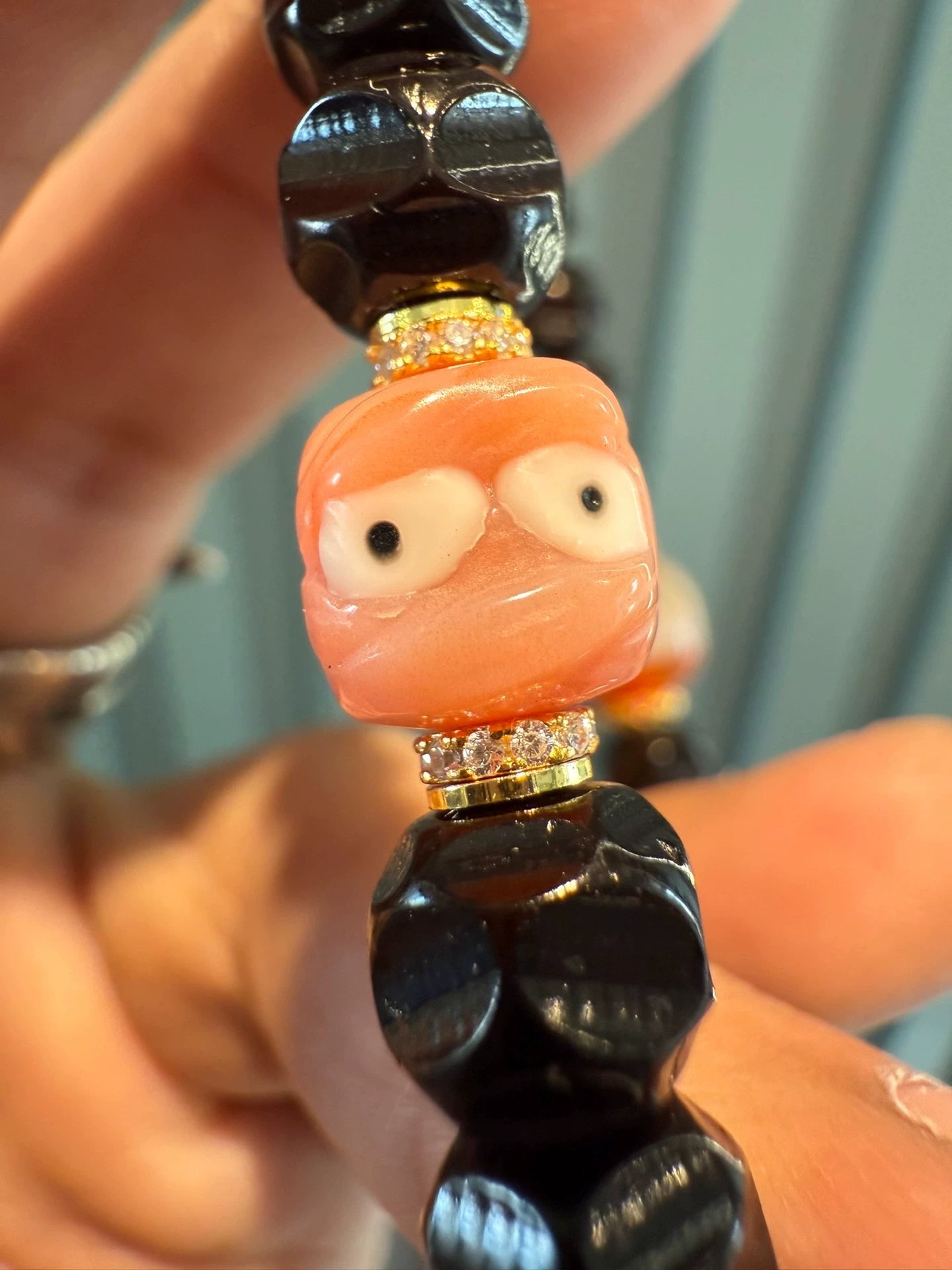 Water lucky color:Premium One-Line Agate & Black Gold Coconuts Dzi Bead Bracelet, Tibetan Style Aoao Toys