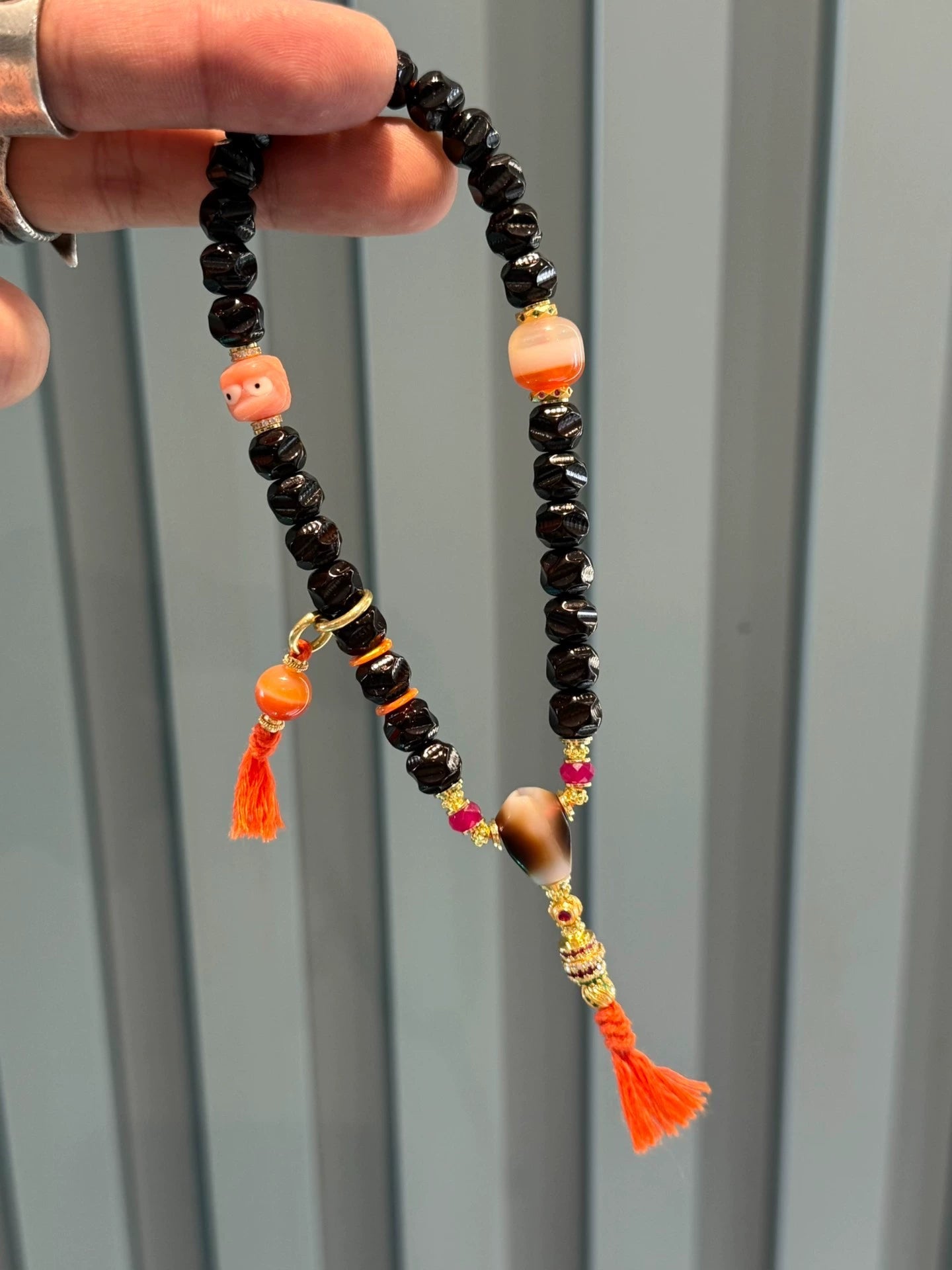Water lucky color:Premium One-Line Agate & Black Gold Coconuts Dzi Bead Bracelet, Tibetan Style Aoao Toys
