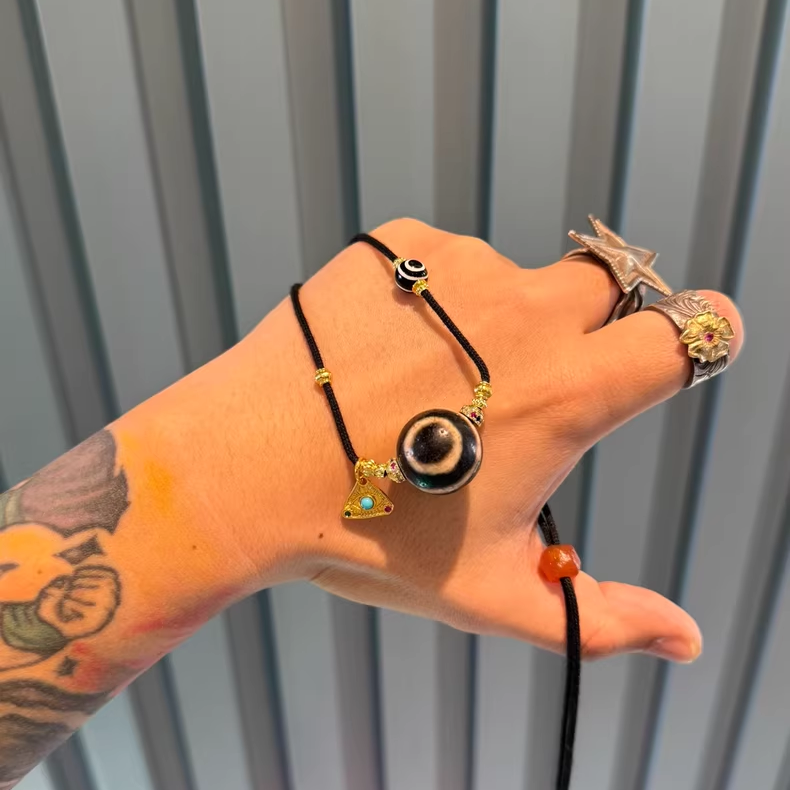 Water lucky color:Black & White Ghost Eye Bead Necklace – Timeless Tibetan Design Aoao Toys