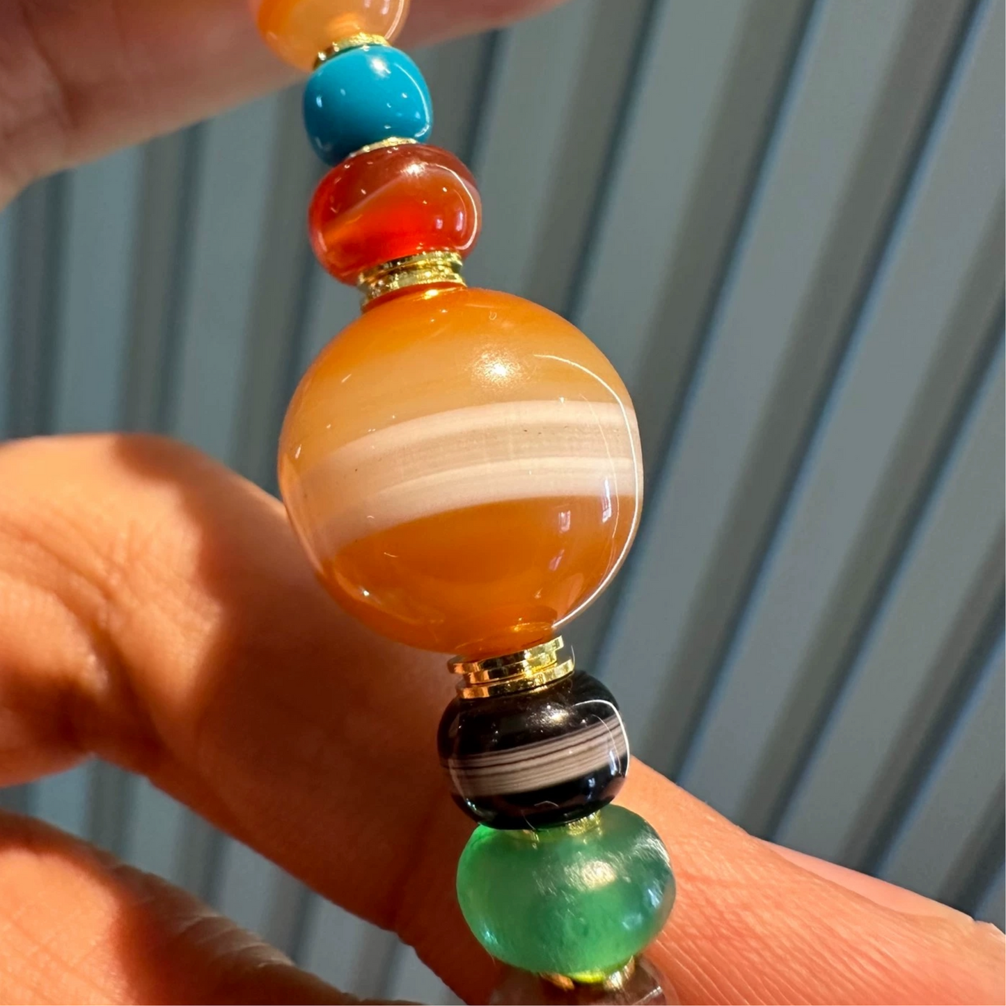 Multi-Treasure Necklace: Collarbone Chain (Striped Agate, One-Line Yakushi), Colorful Ancient Beads, Western Asia PYU Beads, Red Agate, Engraved Tibetan Pendant Aoao Toys