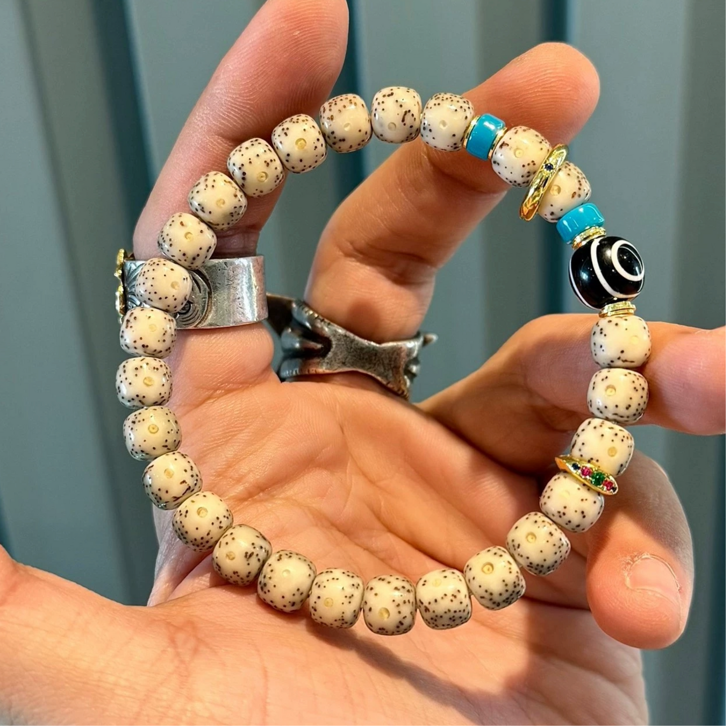 Water lucky color:Natural Star and Moon Bodhi Bead Bracelet Aoao Toys
