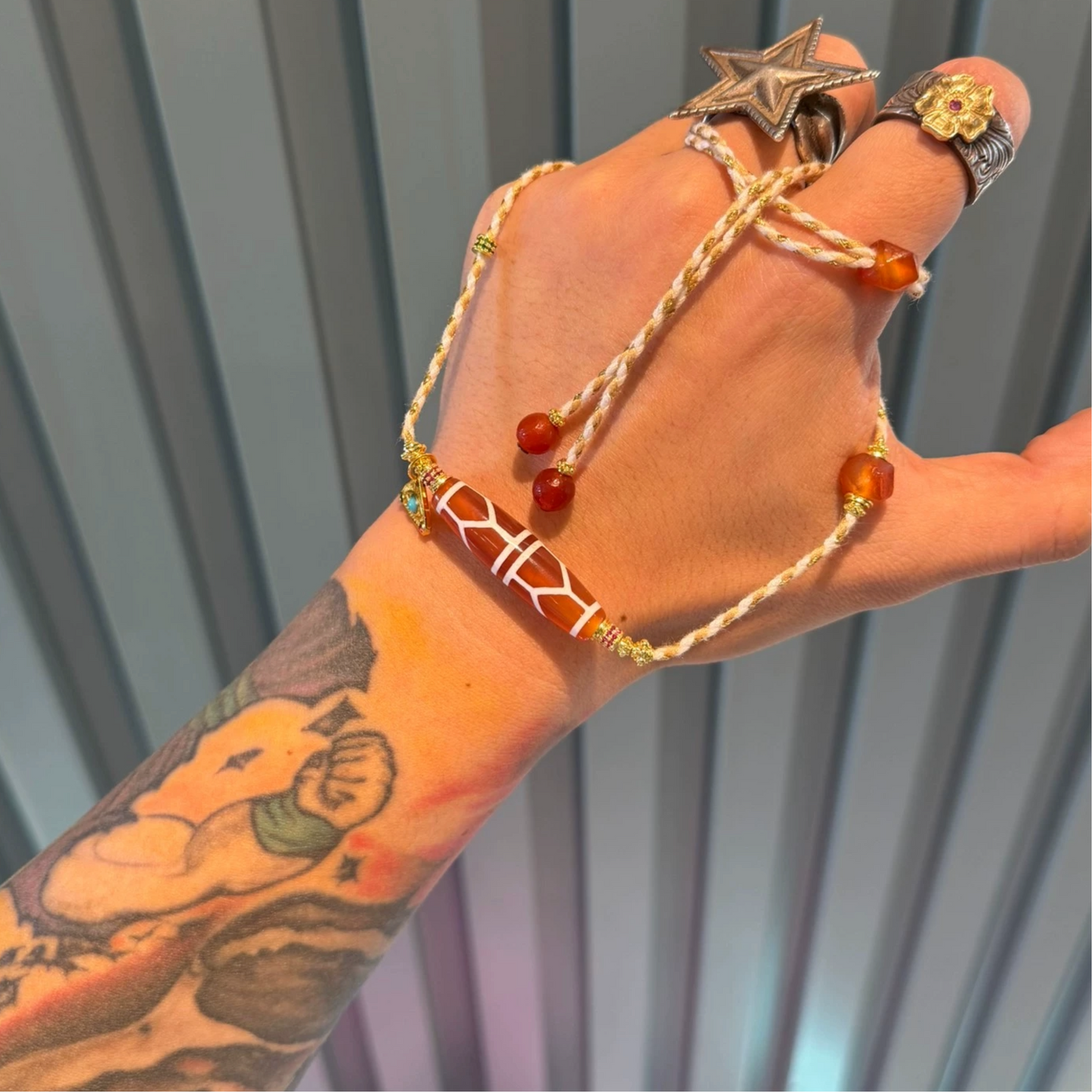 Fire lucky color:Southwest-Asian Agate Necklace with Intricate Beads and Tibetan-Inspired Design Aoao Toys