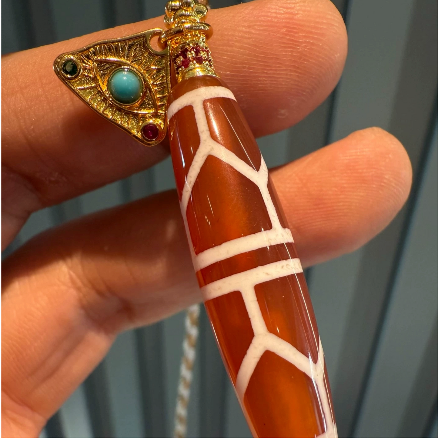 Fire lucky color:Southwest-Asian Agate Necklace with Intricate Beads and Tibetan-Inspired Design Aoao Toys