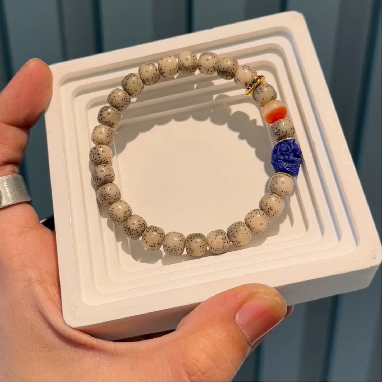 Festive gifts:Natural Star-Moon Bodhi Bead Bracelet – Old-Style 8x7mm (Approx. 0.31" x 0.28") with Unique Patterns Aoao Toys