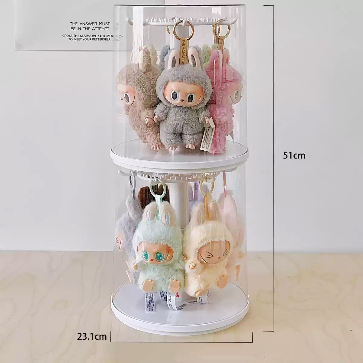 Rotating Blind Box Display Case for Labubu Plush Dolls &popmart
