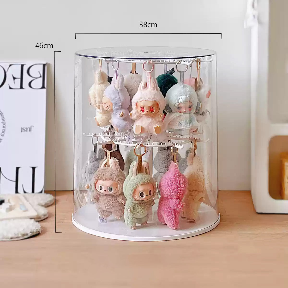 Rotating Blind Box Display Case for Labubu Plush Dolls &popmart
