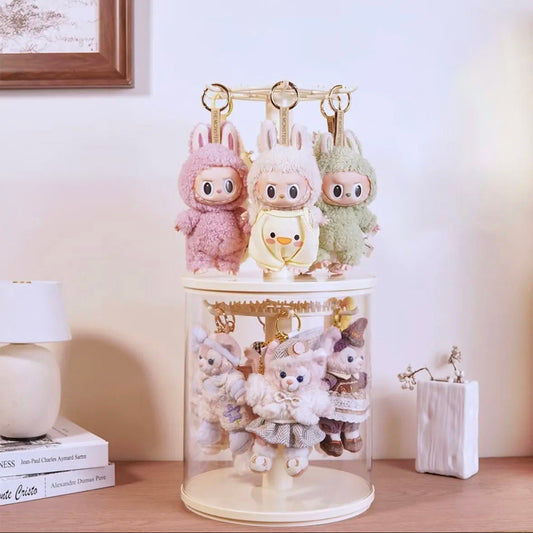 Rotating Blind Box Display Case for Labubu Plush Dolls &popmart