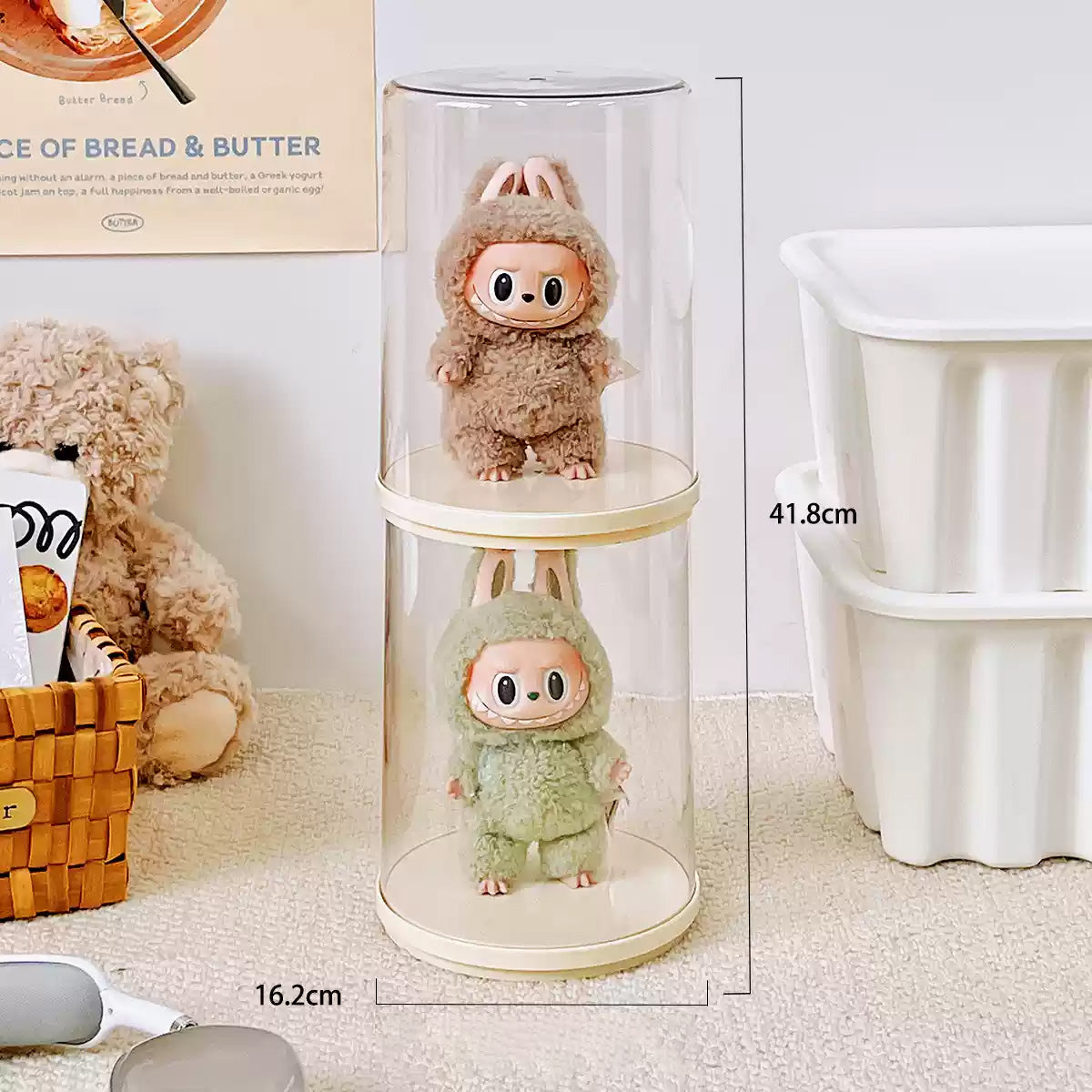 Rotating Blind Box Display Case for Labubu Plush Dolls &popmart