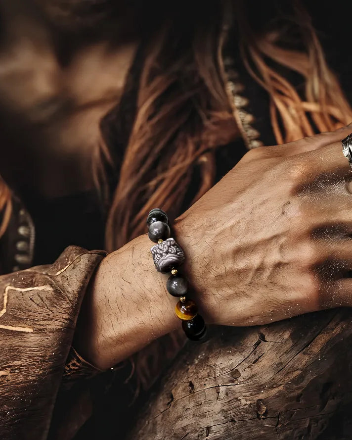 Obsidian Bracelet | Volcanic Natural Crystal | Birthday Jewelry Gift | Gift Box | 10mm Adjustable (16–20cm) Aoao Toys