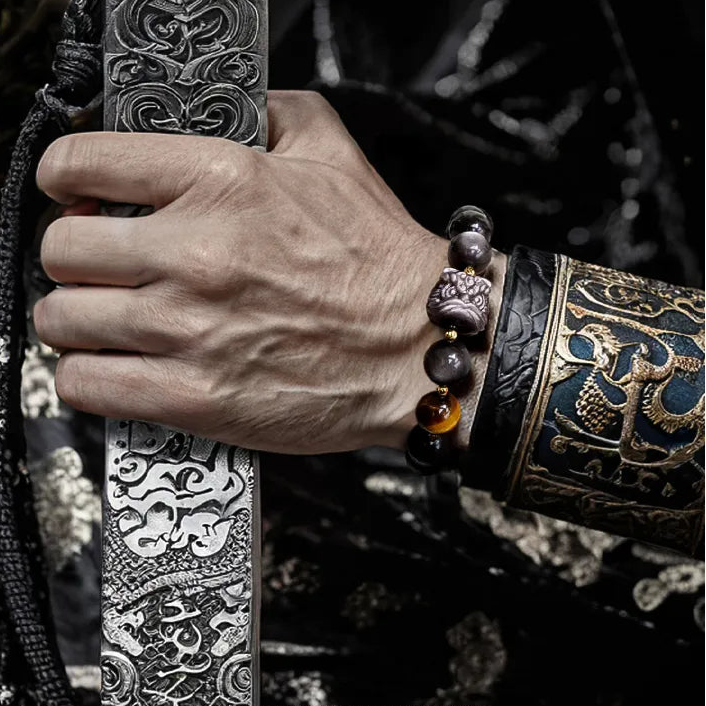 Obsidian Bracelet | Volcanic Natural Crystal | Birthday Jewelry Gift | Gift Box | 10mm Adjustable (16–20cm) Aoao Toys