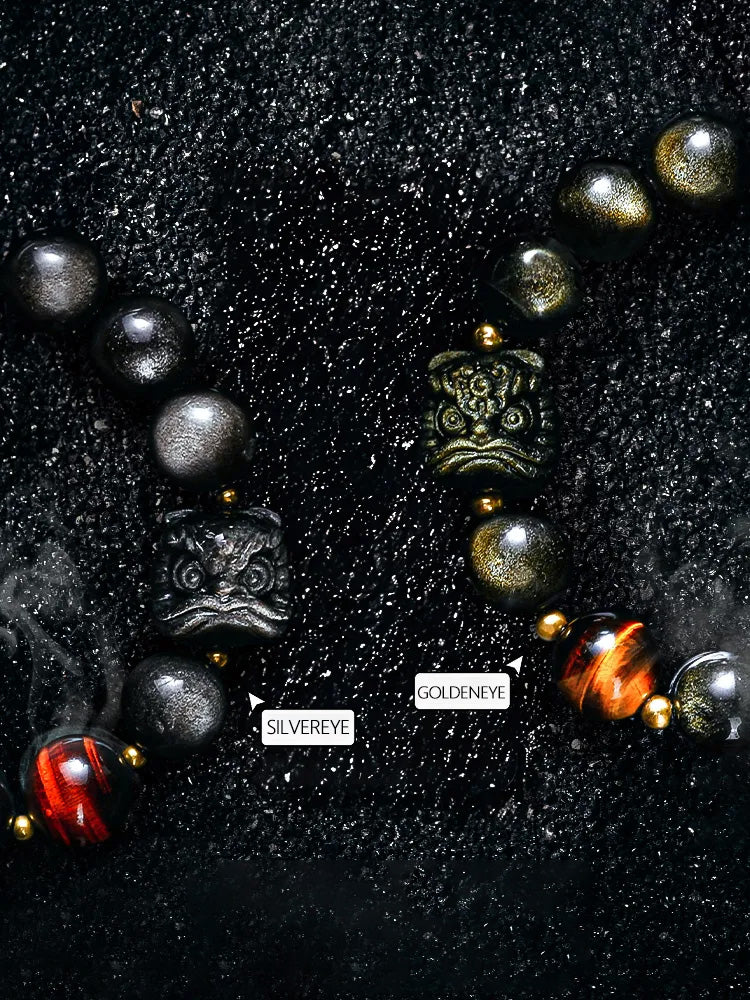 Obsidian Bracelet | Volcanic Natural Crystal | Birthday Jewelry Gift | Gift Box | 10mm Adjustable (16–20cm) Aoao Toys