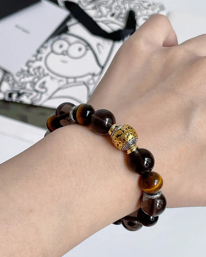 Auspicious Series | Tiger Eye & Smoky Quartz Bracelet Aoao Toys