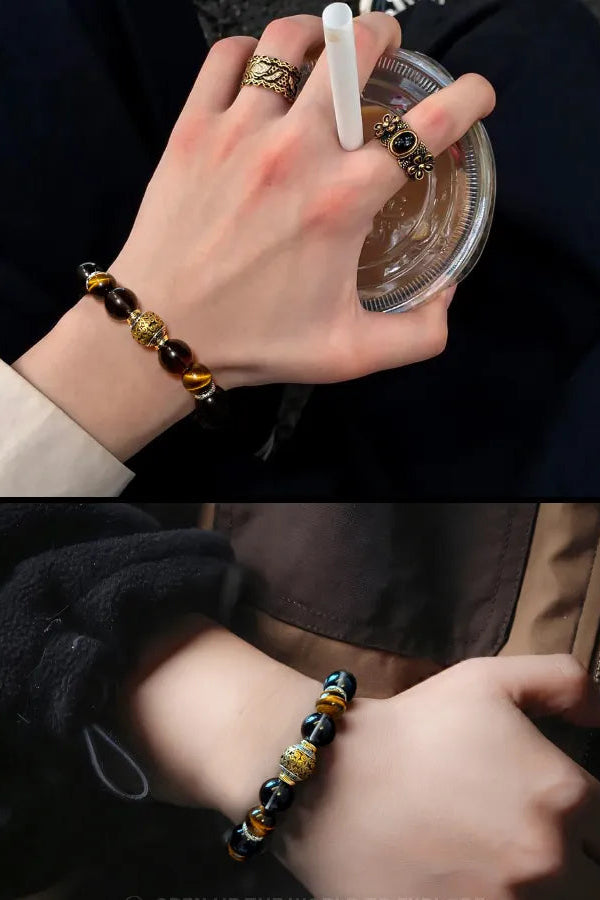 Auspicious Series | Tiger Eye & Smoky Quartz Bracelet Aoao Toys