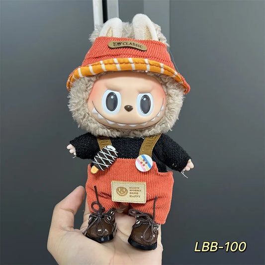 👢 LBB-100 3-Piece Overalls Set with Bonus Black Rain Boots (Hat + Top + Overalls • Stand-Stable Design • Doll Not Included)