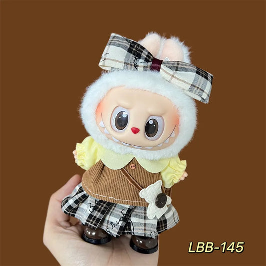 👗 LBB-145 4-Piece Hair Accessory, Top, Skirt & Bag Set with Bonus Brown Rain Boots (Pose-Friendly for Standing & Sitting • Doll Not Included • Elegant Outfit Collection)