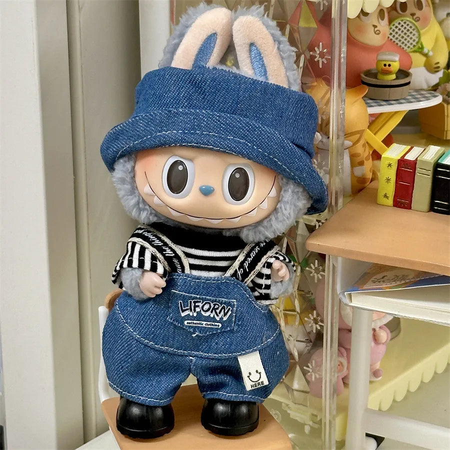 👖 LBB-146 3-Piece Hat, Top & Overalls Set with Bonus Black Rain Boots (Pose-Friendly for Standing & Sitting • Doll Not Included • Edgy Urban Style with Practical Functionality)