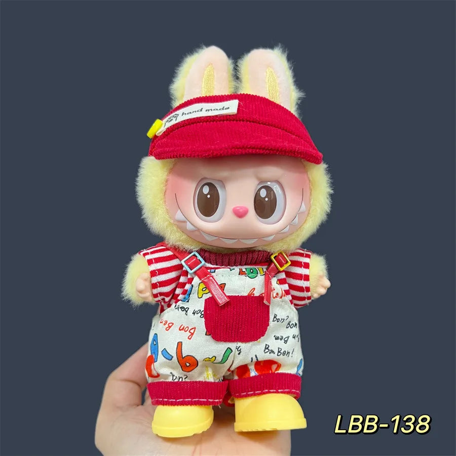 👒 LBB-138 3-Piece Overalls Set with Bonus Yellow Rain Boots (Hat + Top + Overalls • Pose-Friendly for Standing & Sitting • Doll Not Included)