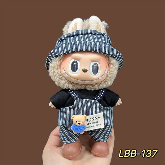 👢 LBB-137 3-Piece Overalls Set with Bonus Brown Rain Boots (Hat + Top + Overalls • Pose-Friendly for Standing & Sitting • Doll Not Included)