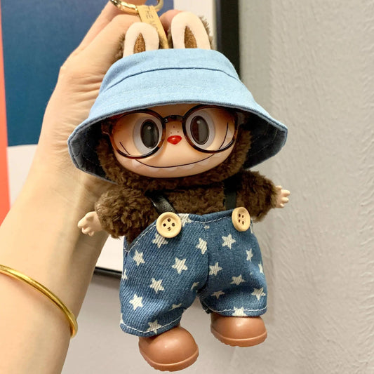 🌟 Labubu Starry Denim 4-Piece Set (Includes Hat + Glasses + Overalls + Shoes • Doll Not Included • Part of the Labubu Outfit Collection)