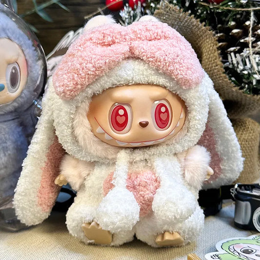 🐇 Floppy Bunny 2-Piece Set (Headpiece + Overalls) with Bonus Pink Rain Boots (Pose-Friendly for Sitting & Standing • Doll Not Included • Adorable Bunny-Themed Outfit with Playful Functionality)