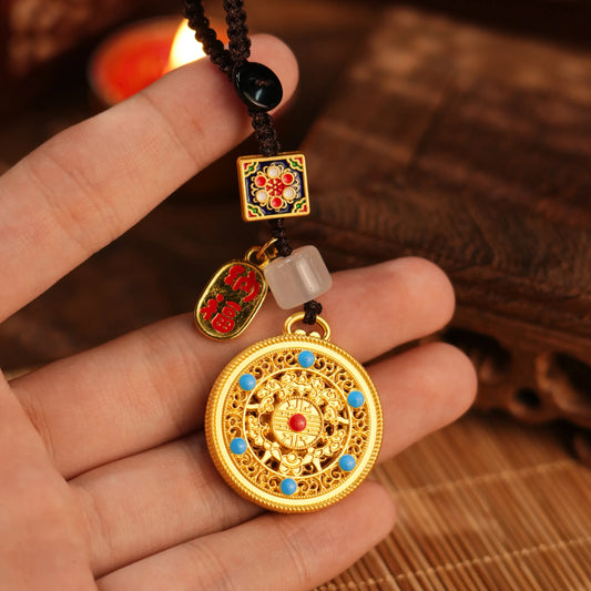 Gilded Fortune Tag Keychain – Taoist Wealth & Luck Amulet (Qianyuan Pavilion) Aoao Toys
