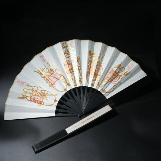 Hand-Painted Folding Fan – Five Gods of Wealth | Qianyuan Pavilion Blessed Artisan Fan Aoao Toys