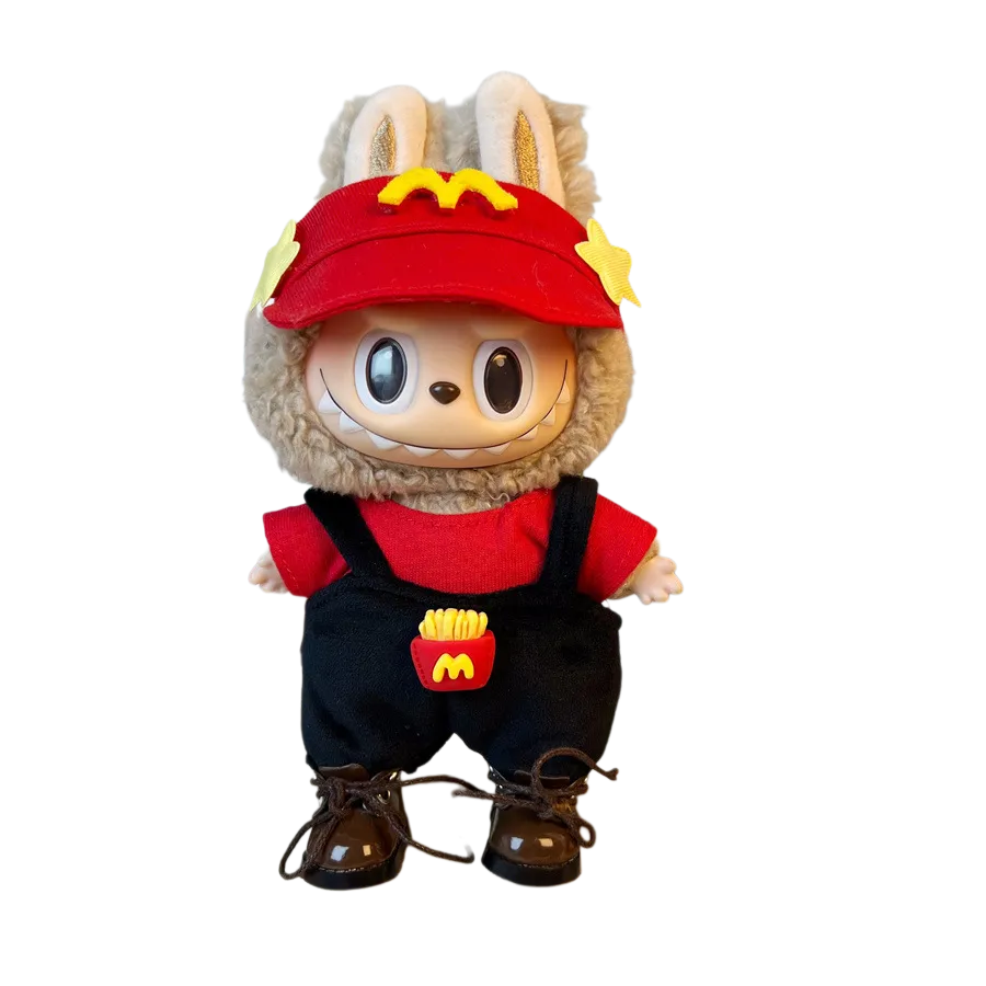 👚 Labubu's McDonald's-Themed Outfit for 17cm Labubu Dolls (Outfit Only, Doll Not Included • Suitable for Ages 14+)