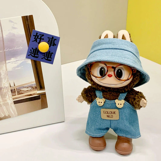 🌟 Labubu Little Bear Overalls 4-Piece Set (Hat + Glasses + Overalls + Shoes • Doll Not Included • A Delightful Addition to Labubu's Wardrobe)