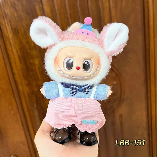 👗 LBB-151 3-Piece Hair Accessory, Top & Overalls Set with Bonus Pink Rain Boots (Pose-Friendly for Standing & Sitting • Doll Not Included • Playful Pastel Style with All-Weather Charm)