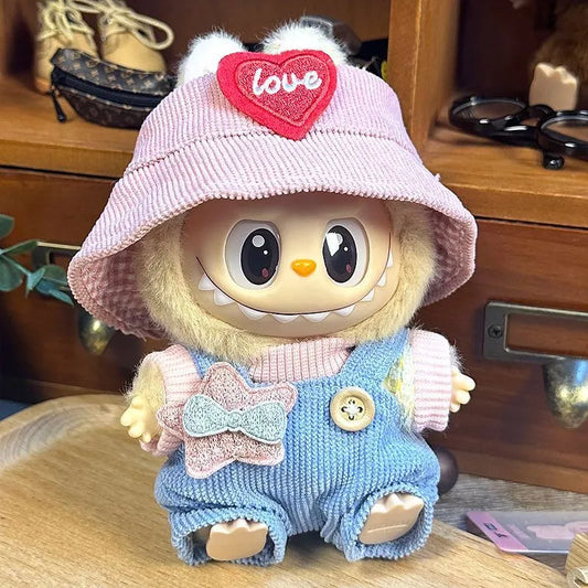 🌟 Starry Night 3-Piece Set (Hat + Top + Overalls) with Bonus Pink Rain Boots (Pose-Friendly for Standing & Sitting • Doll Not Included • Celestial Charm for Every Scene)