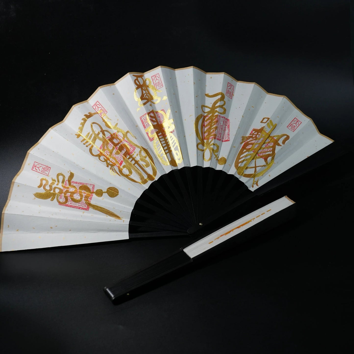 Hand-Painted Folding Fan – Five Gods of Wealth | Qianyuan Pavilion Blessed Artisan Fan Aoao Toys