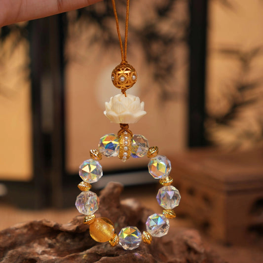 Golden Lotus Bead Charm – Qianyuan Heritage Prosperity Feng Shui Phone & Bag Accessory Aoao Toys