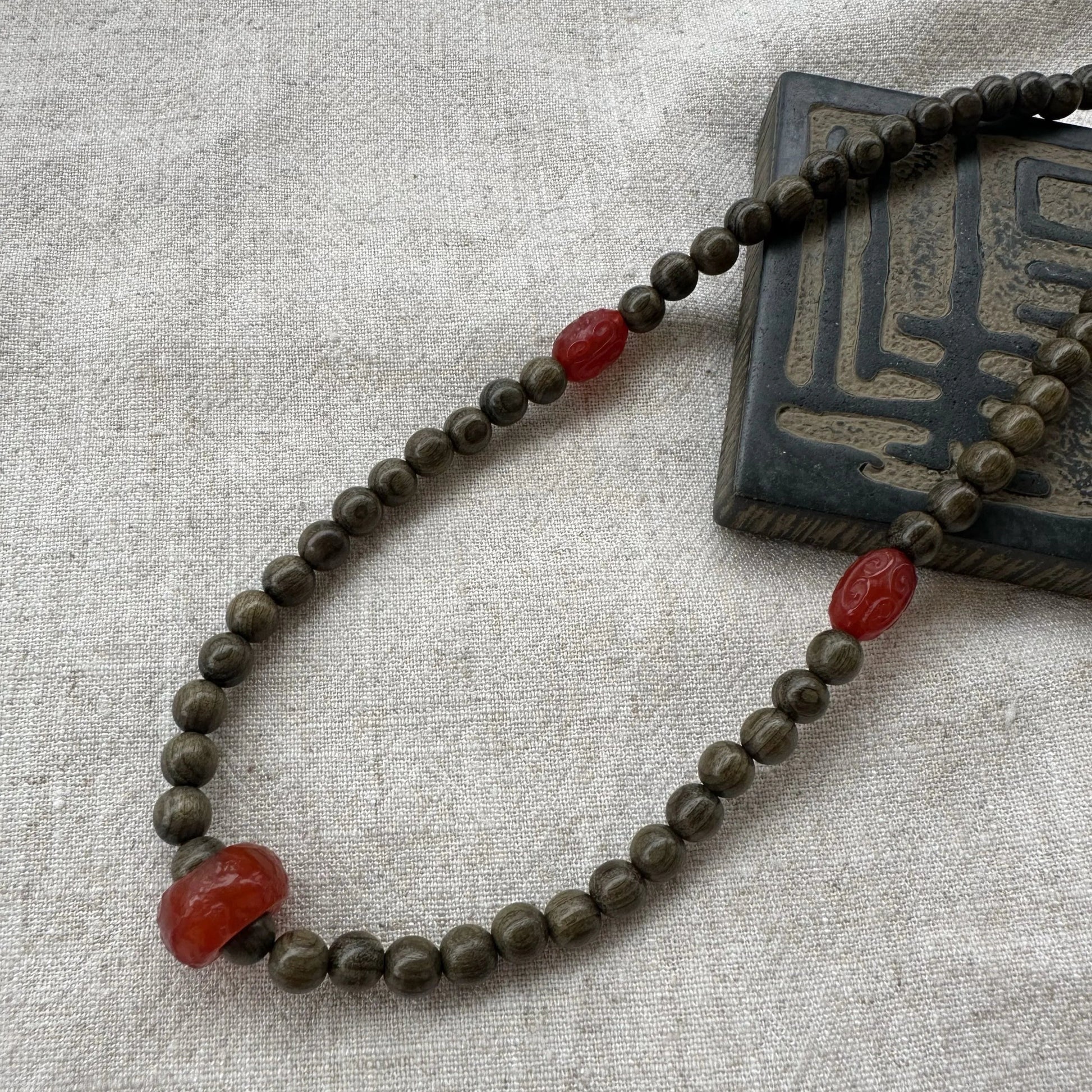 New Chinese Style Guofeng Beaded Zen Ring | Minimalist Jade & Sandalwood Meditation Jewelry Aoao Toys