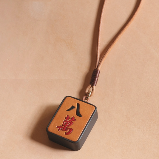 Mahjong Good Luck Pendant (Handmade with Vegan Leather)