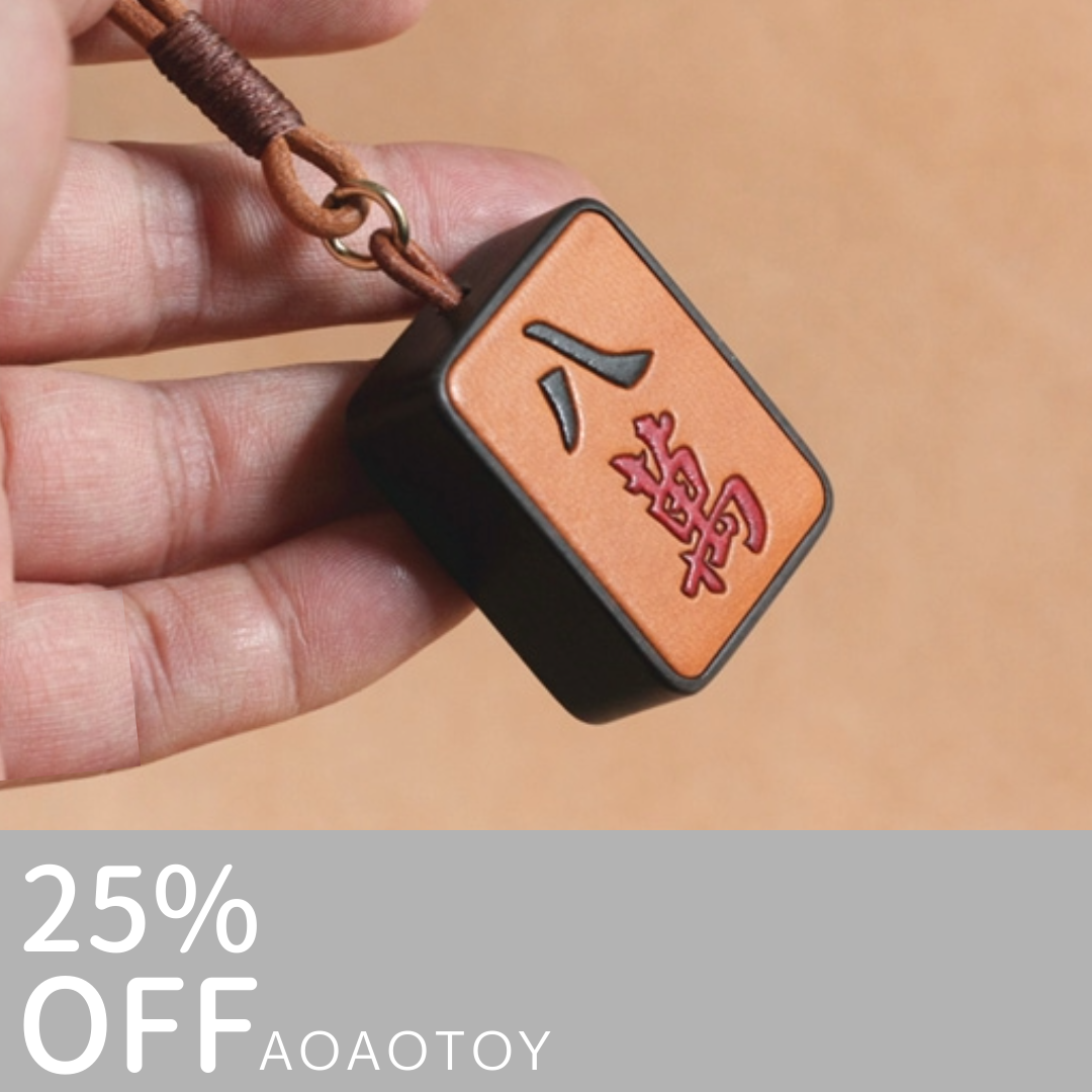 Mahjong Good Luck Pendant (Handmade with Vegan Leather)