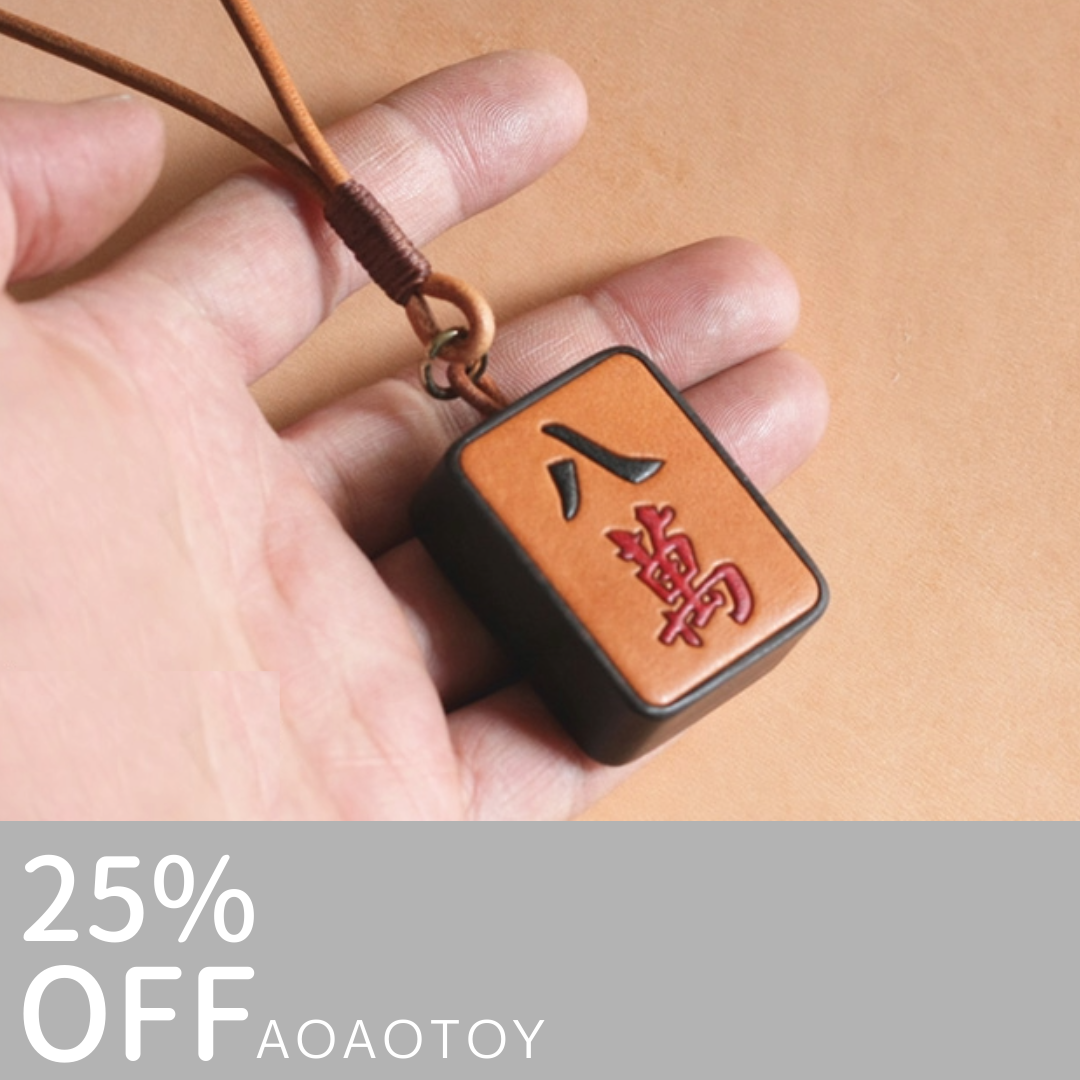 Mahjong Good Luck Pendant (Handmade with Vegan Leather)