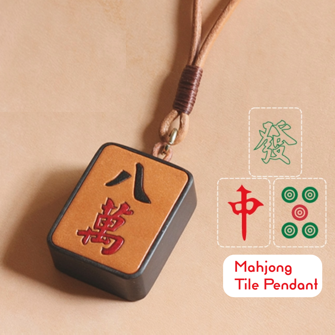 Mahjong Good Luck Pendant (Handmade with Vegan Leather)