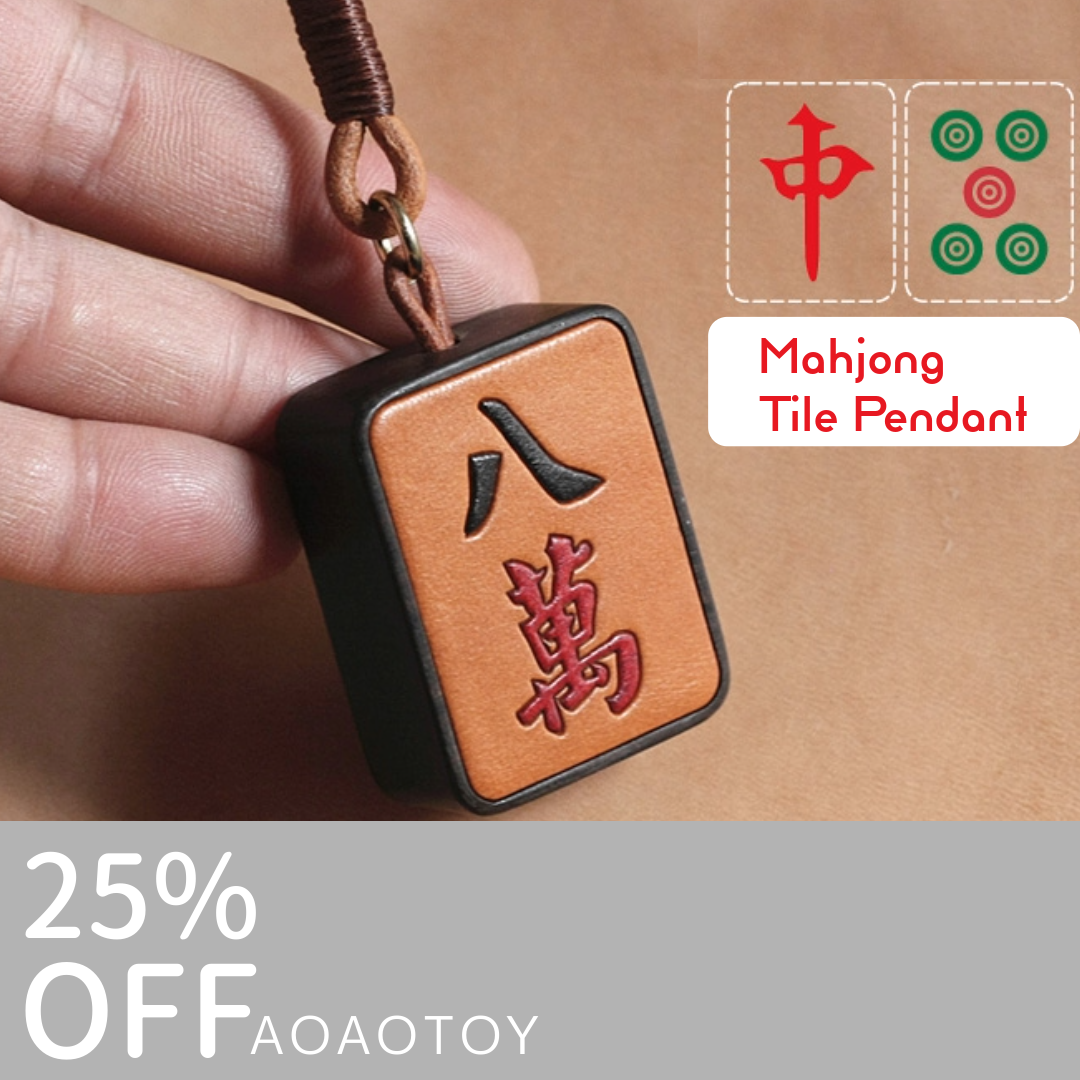 Mahjong Good Luck Pendant (Handmade with Vegan Leather)