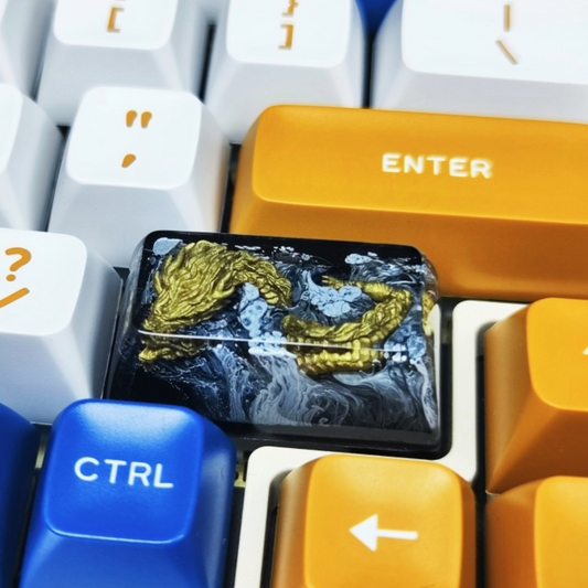 Black & Gold Dragon Resin Keycap for Mechanical Keyboards