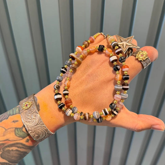 Vintage-Inspired Sardonyx Medicine Bead Necklace • Tibetan-Pyu Fusion Aoao Toys